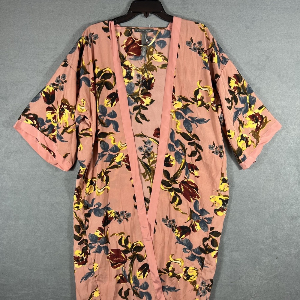 Vince Camuto Women's Pink Floral‎ Open Front Kimono Cardigan Top One Size OS